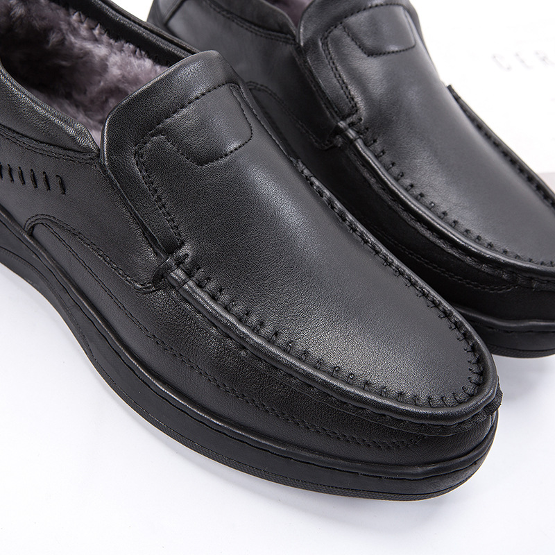 Men's Formal Shoes Leather Warm Wool Fur Lined Winter Footwear_voghion.com