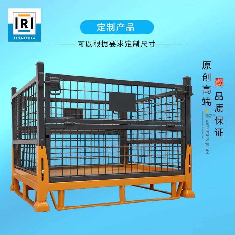 Складная сетчатая коробка Металлическая клетка для хранения Складная Штабелируемая коробка с оборотом Контейнер с ручкой Удобная перерабатываемая железная корзина