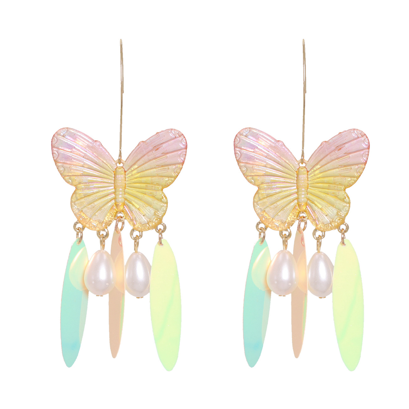 Neue Mode Geometrische Acrylplatte Schmetterling Wassertropfen Perlenohrringe Für Frauen display picture 2