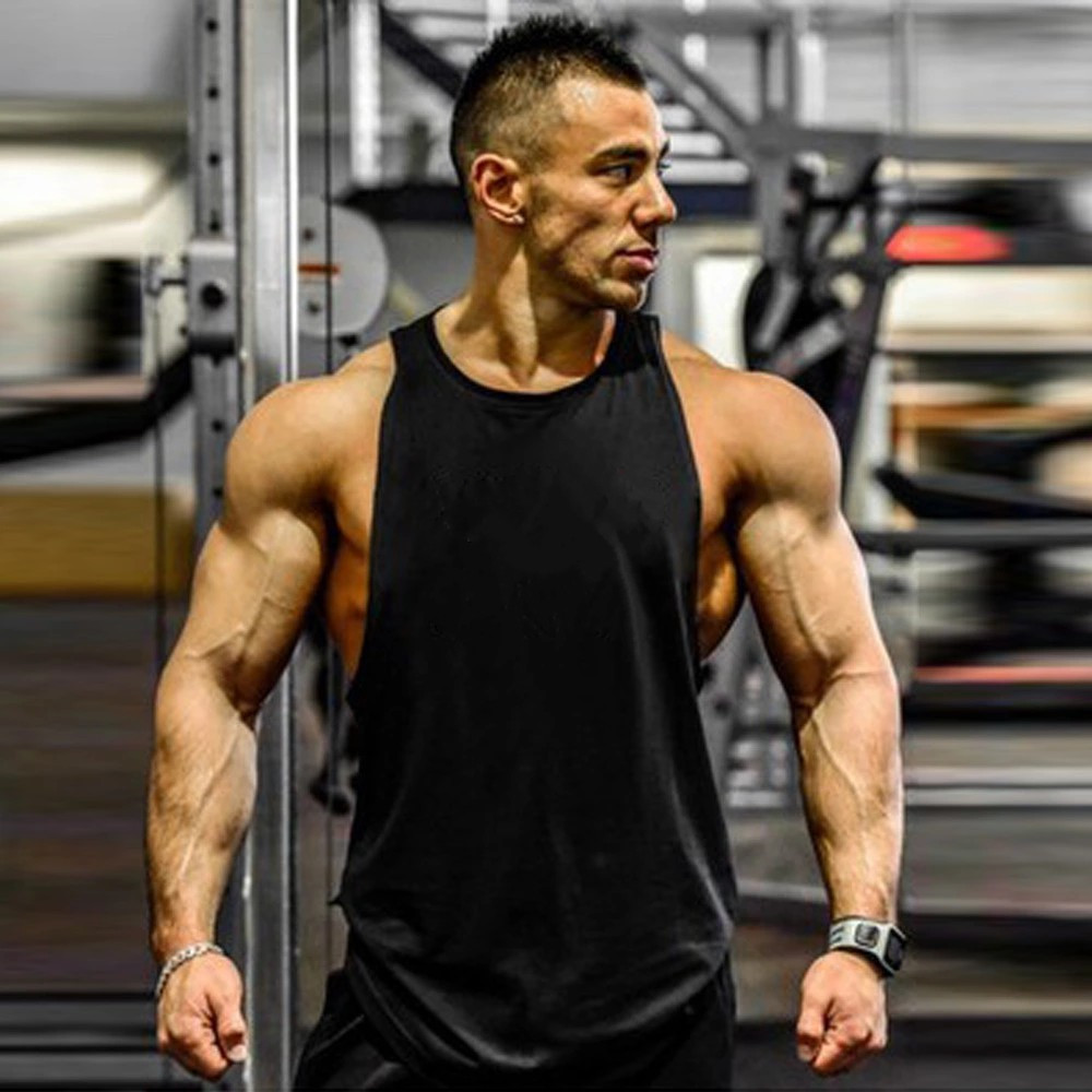 Cross border Specifically for man Bodybuilding motion vest summer T-shirts Light and thin Sweat Deep cotton material Ouma Solid vest