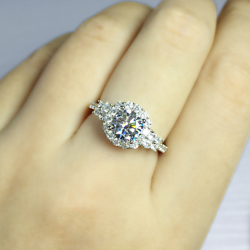 imported D color Moissanite diamond ring group setting luxury 2 carat round bag ring