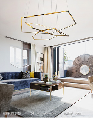 轻奢客厅灯灯现代简约大厅灯不锈钢复式楼圆环形大气楼梯吊灯网红|ms