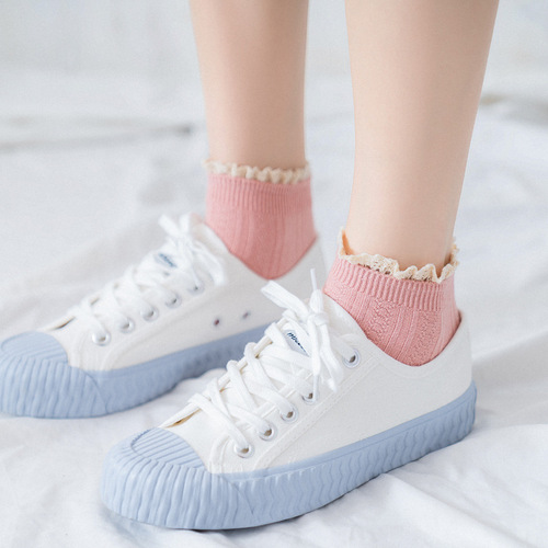New Harajuku Socks Women's Japanese Korean Socks Female Schoolgirls Shallow Mouth Summer Lace Socks Cotton Women's Socks Wholesale