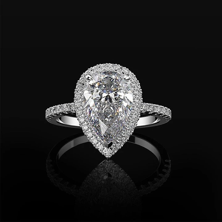 Kreative Funkelnde Tropfen Förmige Kupfer Zirkon Hochzeit Ring Damen Hochzeit Schmuck Großhandel display picture 5