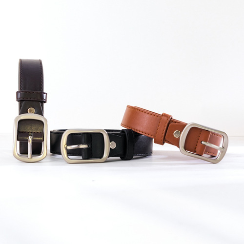 Women's Belt with Side Buckle, Instagram Style Fashion, Korean Version, Simple and Versatile, Decorative Black Jeans Belt