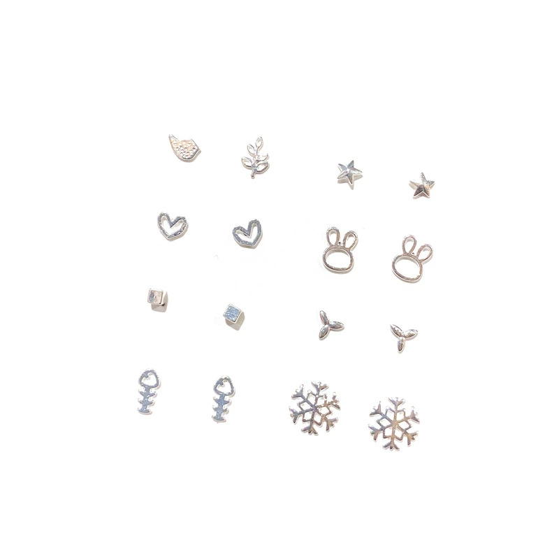 Glossy Earrings Set, Bow Accent, Korean Simple Elegant Style, Copper, Multi-Shape Kit