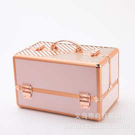 厂家直销圆角双开化妆箱大容量化妆箱女便携多功能手提化妆品箱