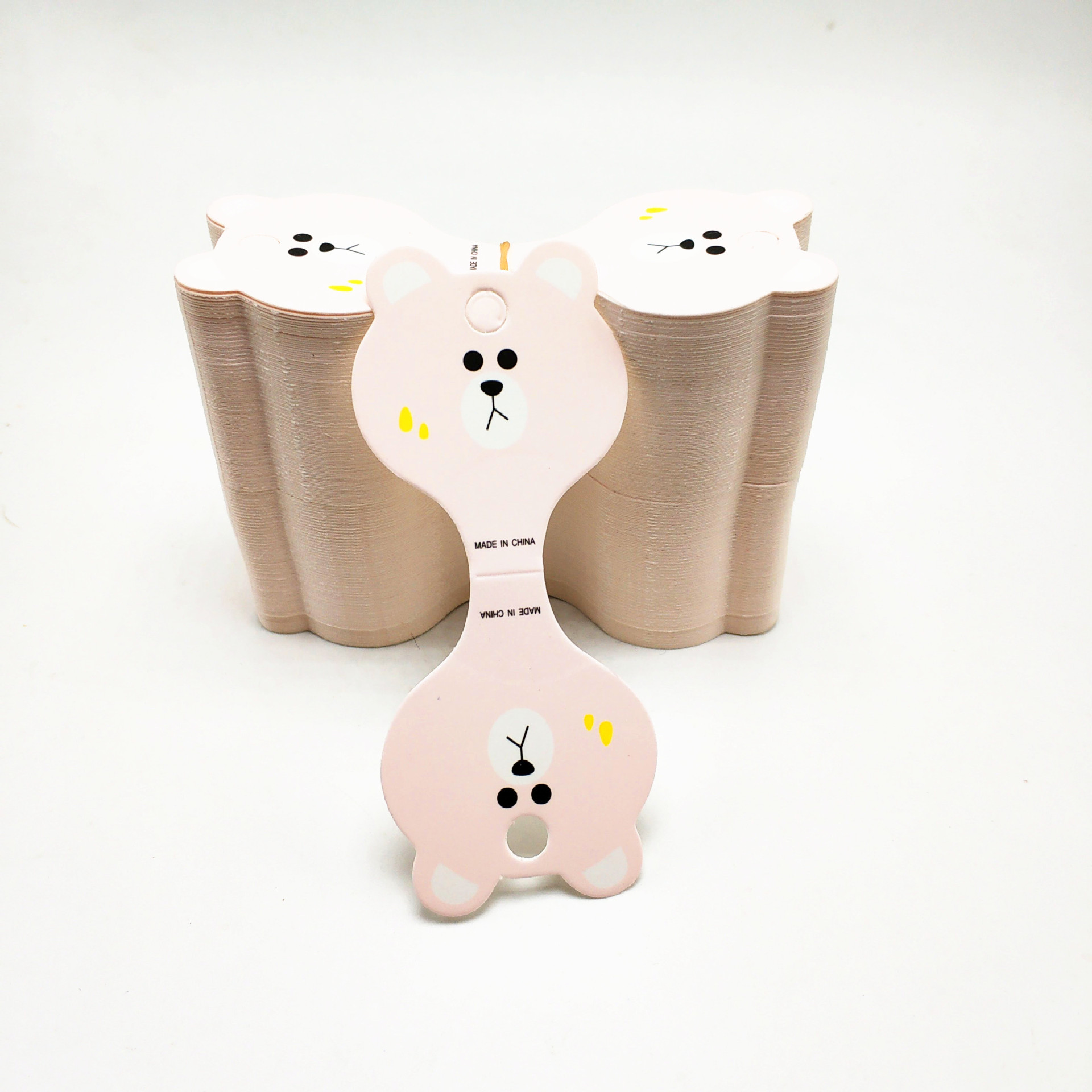 精品店饰品包装可爱卡头发圈吊牌时尚皮筋卡纸批发小熊约200张/捆