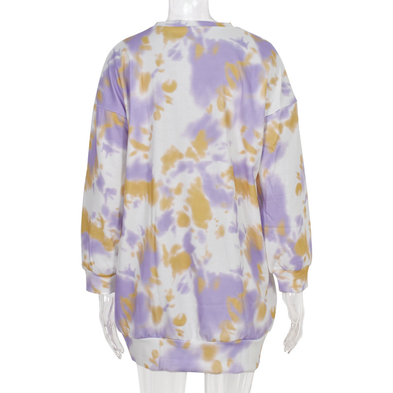 loose long-sleeved tie-dye dress  NSKL18733