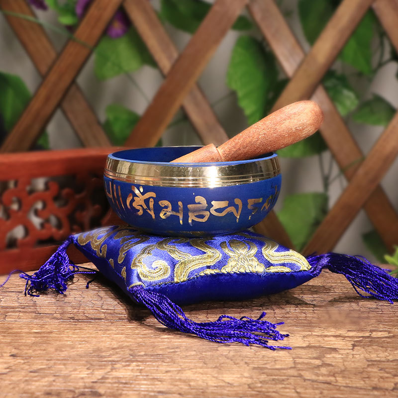 跨境貨源尼泊爾佛音缽頌缽瑜伽家居擺件佛具藍色佛音碗