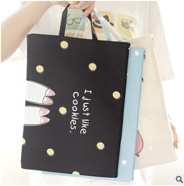 Business trip large capacity portable A4 file bag information bag IPAD file bag zipper storage bag student female briefcase