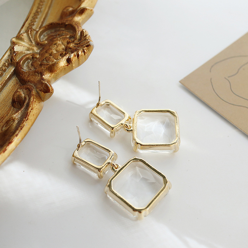 Fashion Transparent Geometric Square Crystal Earrings Wholesale display picture 4