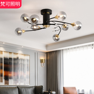 后现代轻奢客厅餐厅卧室灯北欧简约个性分子玻璃球魔豆吸顶灯|ms