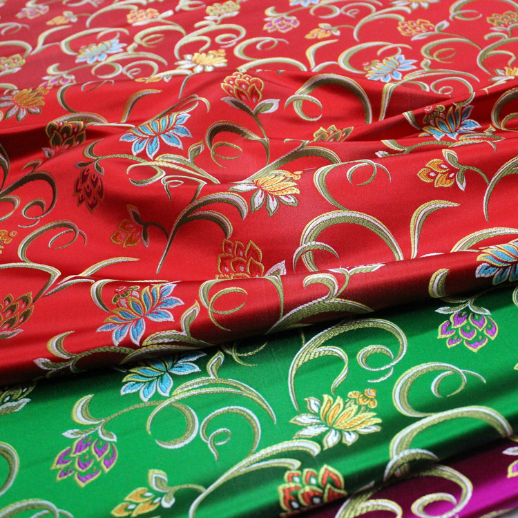 中国风旗袍礼服童装舞台影视丝绸面料装饰手工抱枕提花织锦缎布料