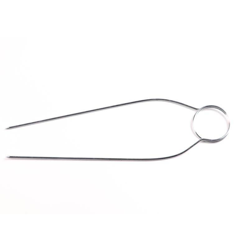 Directo de fábrica de acero inoxidable barbacoa Tenedor de grado alimenticio barbacoa palo en forma de U barbacoa aguja de picnic al aire libre doble aguja brochetas de barbacoa