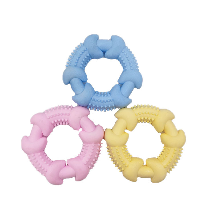 Amazon juguete Nuevo tpr PET espuma leche sabor hueso juguete perro mordedura molar espina anillo perro juguete