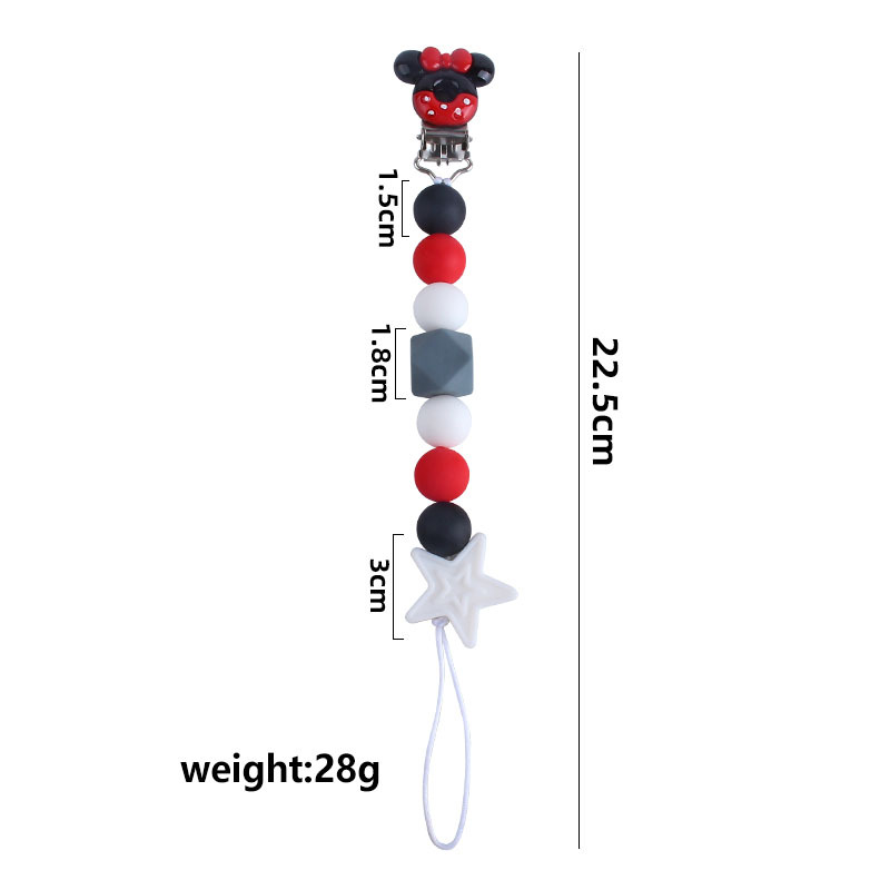 Bebé suministros nuevo Mickey chupete clip bebé mordedor silicona estrella de cinco puntas chupete cadena mordedor palo anti-gota cadena
