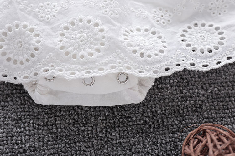 夏款ins 欧美速卖通女童宝宝婴儿百日服绣花花边纯