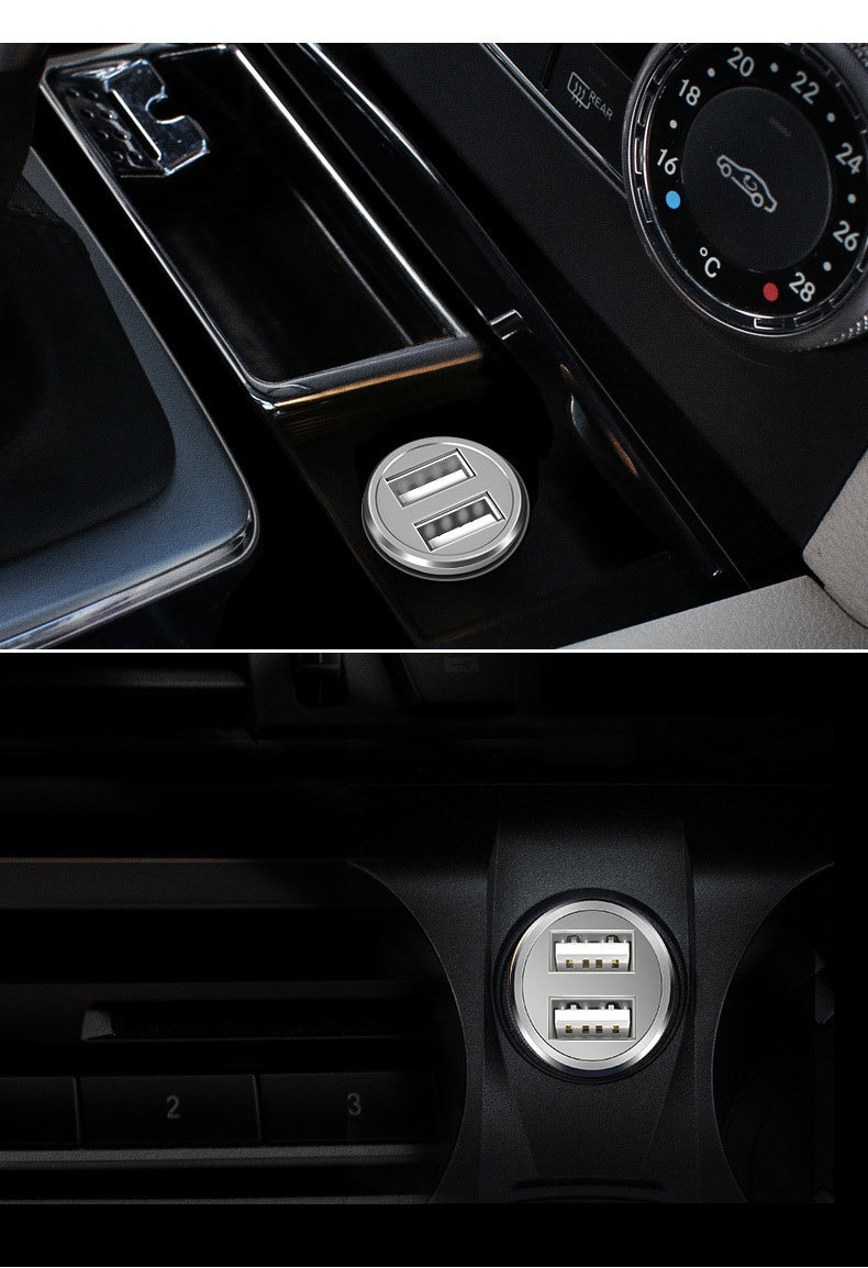 Car Mobile Phone Charger Fast Charging Head Transparent Business Car Charger Pd25W Converter Dual USB Flash Charging Cigarette Lighter