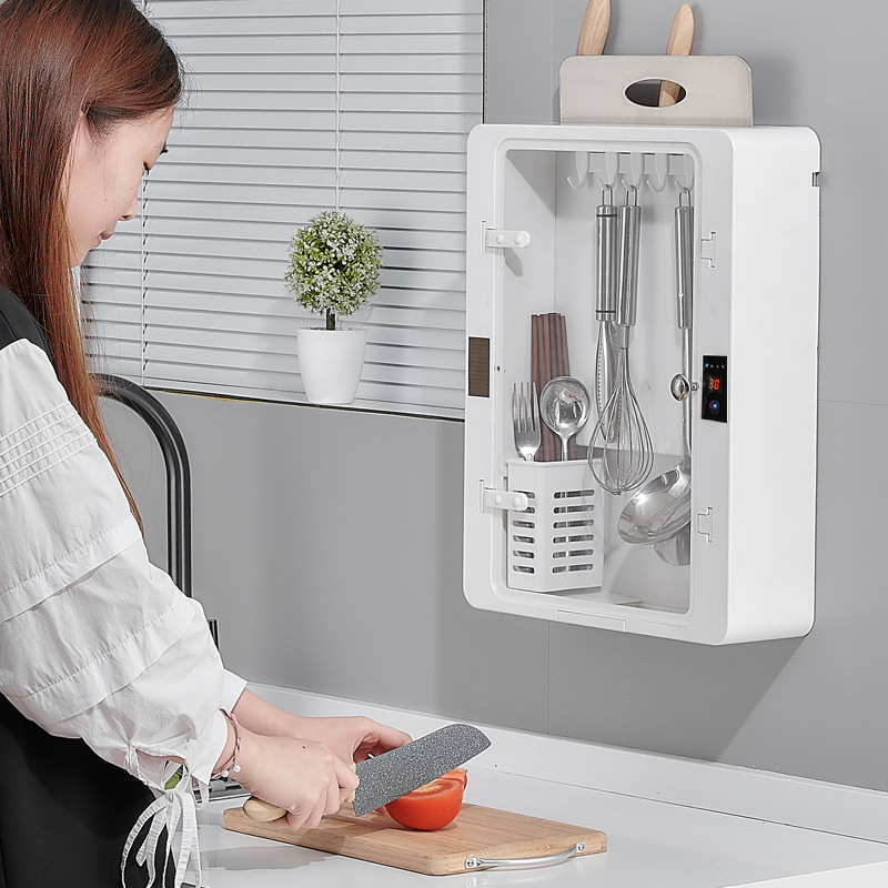 智能厨房置物架家用多功能刀架烘干壁挂架挂钩收纳架紫外线消毒柜