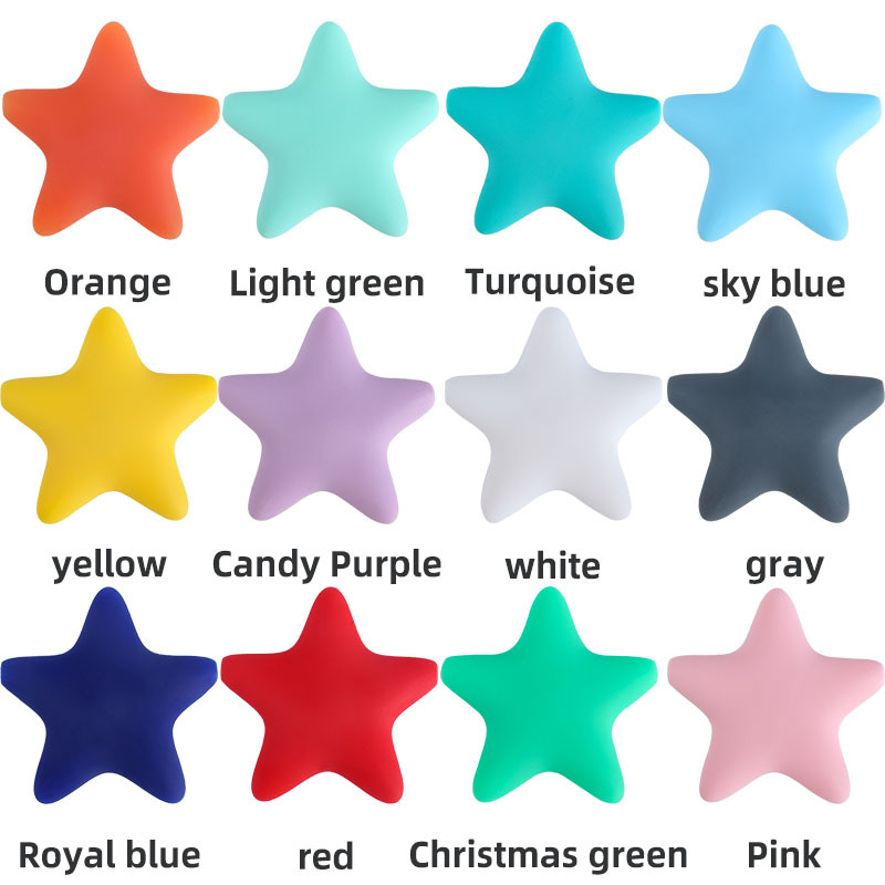 Estrella de cinco puntas de silicona molar juguete mordedor pulsera chupete cadena collar accesorios Amazon DIY accesorios de la joyería