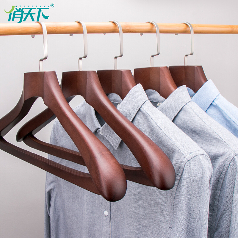 Qiao world luxury solid wood hotel couture coat hanger household non-slip No trace coat hanger woodiness Broad shoulders Clothes rack