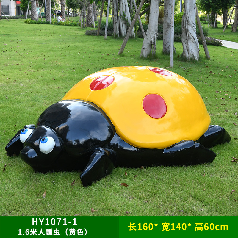 Al Aire Libre flor jardín paisaje simulación mariquita de siete estrellas escultura luminosa Villa patio césped decoración escarabajo adornos