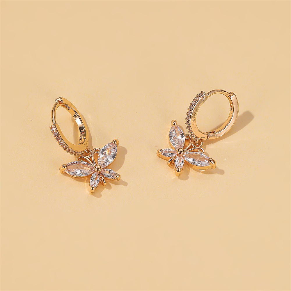 Fashion Butterfly Plating Copper Artificial Gemstones Earrings display picture 6