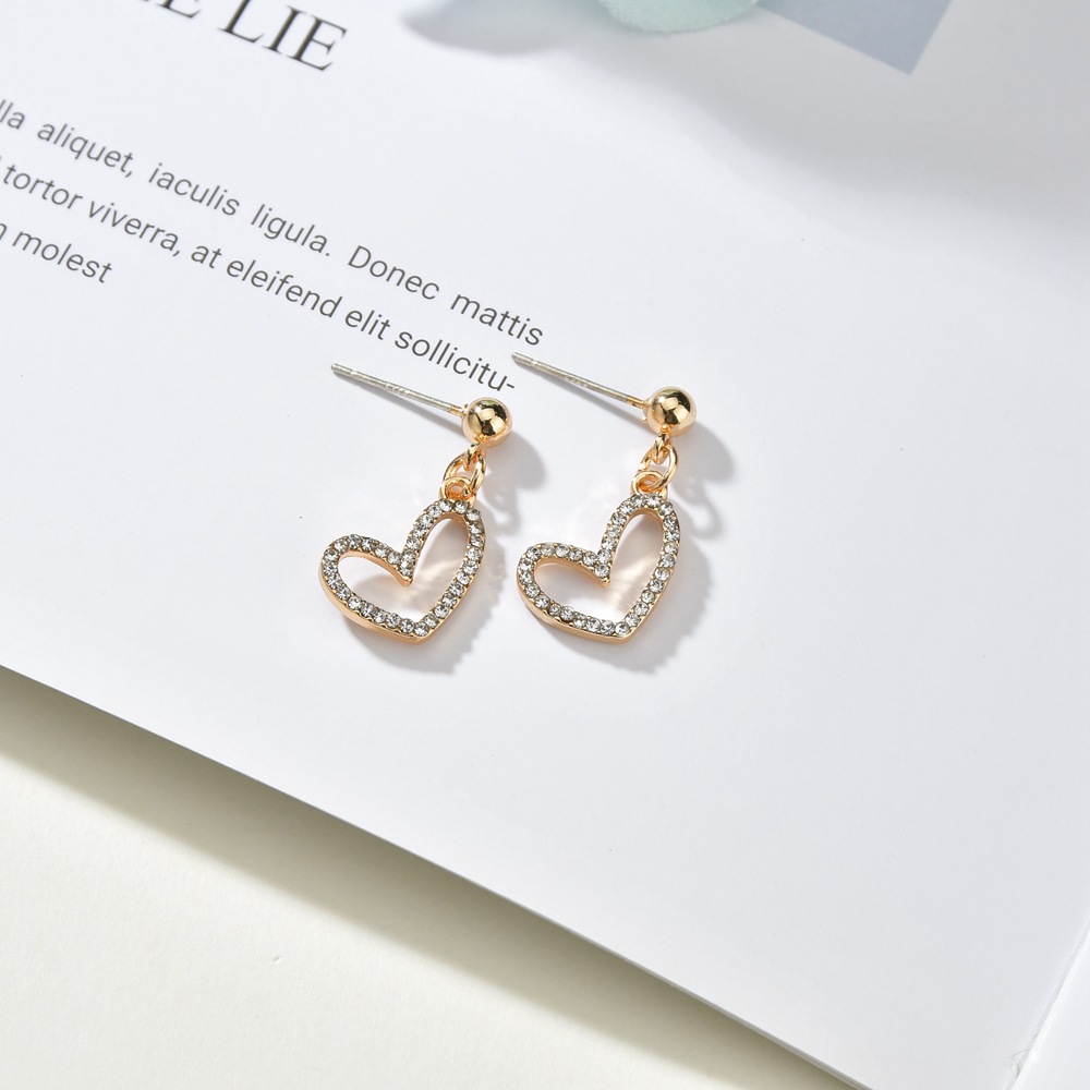 Korean Handmade Full Of Diamond All-match Golden Bean Alloy Earrings display picture 2