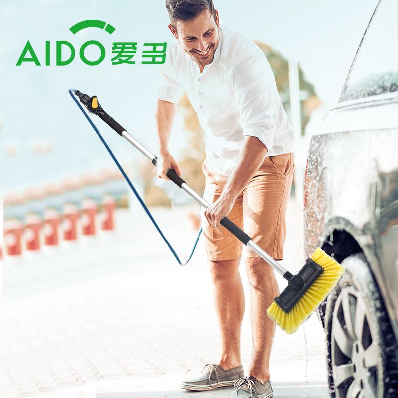 可拆卸卡扣通水刷 洗车工具 可拆卸铝杆安装 五面软毛刷头洗车刷