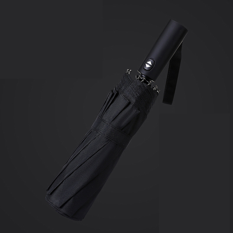 高品质12骨黑胶全自动三折防晒遮阳伞商务晴雨伞折叠广告伞logo|ms