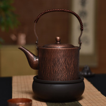 厂家供应提梁款1升纯紫铜壶 手工烧水壶 煮茶壶 中式茶艺壶 批发