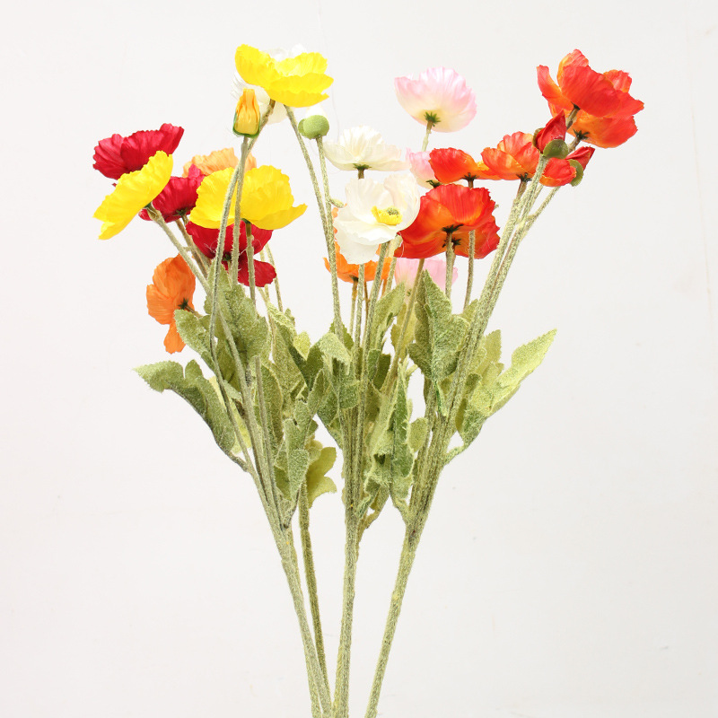 仿真虞美人假花罂粟花太阳花小洋兰绢花插花婚庆布置路引花工程花