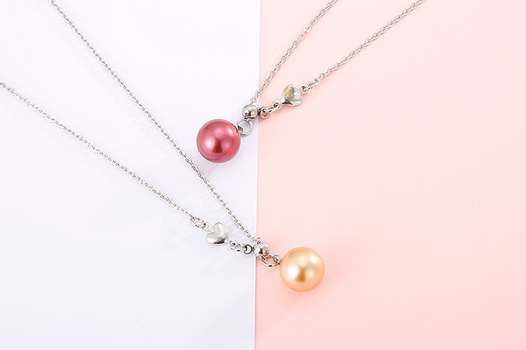 Korean Stainless Steel Shell Pearl Pendant Necklace Wholesale Nihaojewelry display picture 8