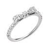 Japanese cute diamond platinum ring with bow, wish, light luxury style, 750 sample gold, diamond encrusted