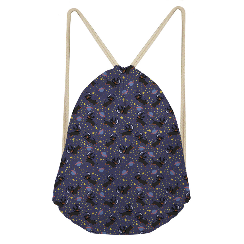 拉绳帆布袋 斗牛犬卡通束口帆布包懒人收纳袋定制抽绳包篮球背包