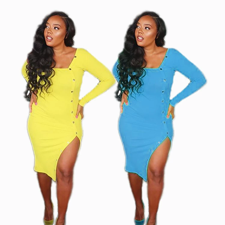 G8007 2020 Внешняя торговля Европейское и американское Новое Wish Amazon EBay популярное асимметричное однотонное платье с длинным рукавом