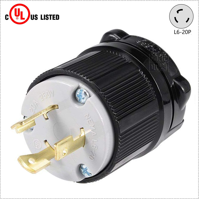WJ-8321 NEMA防脱落插头 NEMA L6-20P 20A 250V UL医疗器械半导体