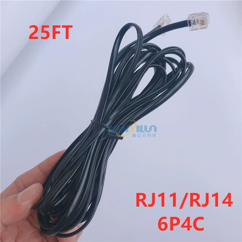 Телефонный кабель, четырехъядерный RJ11/RJ14 6P4C, телефонная перемычка, стационарная телефонная линия, 25 футов, трансграничная горячая распродажа