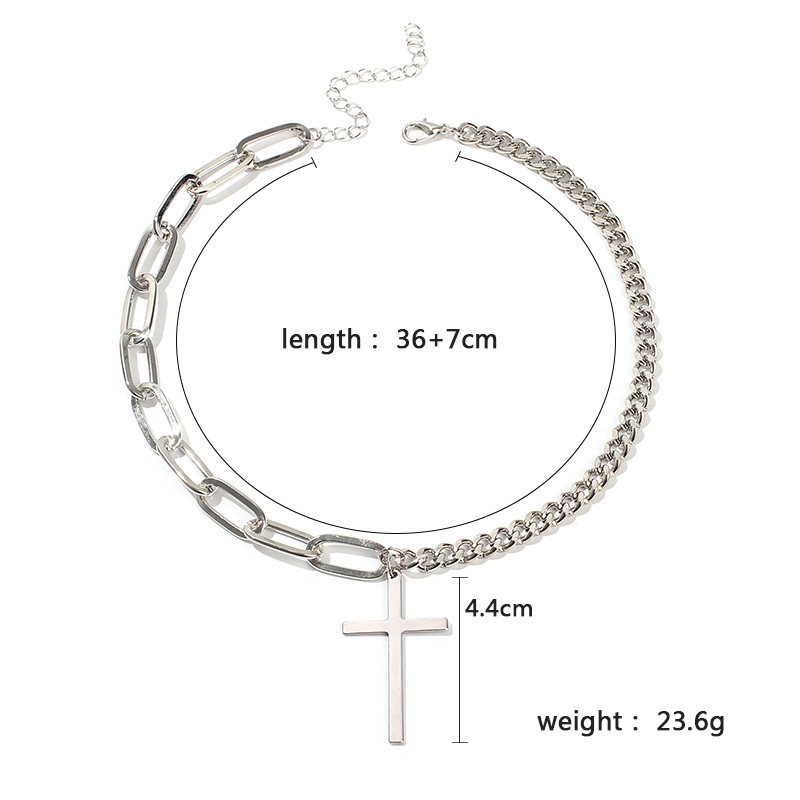24g Weight Necklace Classification Wedding, Travel Occasion Women'S Gender White Color Women's Short Cross Pendant Necklace Hip-hop Punk Choker Clavicle Necklace Wholesale Nihaojewelry 无