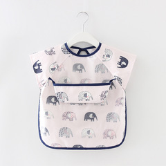 Summer thin children's smock pure cotton waterproof short-sleeved reverse dressing baby eating clothes apron children's bib protective clothing