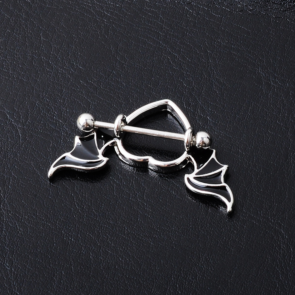 fashion piercing jewelry heart-shaped wings titanium steel breast ring