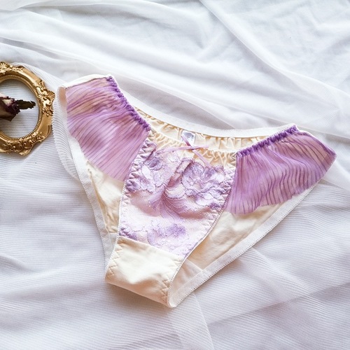 Japanese style cotton pleated fly edge women's underwear cute triangle underwear bow tie underwear blue cotton girl underwear wholesale 