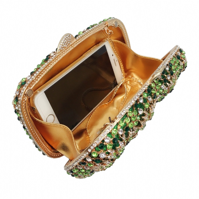 Túi clutch nữ đính đá kim loại cầm tay dự tiệc 17.5x5x11 cm — Màu đỏ, Màu tím, Màu xanh lá, Màu xanh lam chi tiết 24