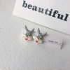 Fresh universal cartoon earrings, cute small silver needle, flowered, 2020 years, simple and elegant design