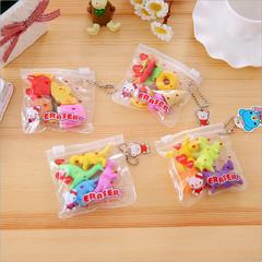 韓版創意文具拉鏈袋裝 動物 水果蛋糕聖誕橡皮擦學生橡皮批發