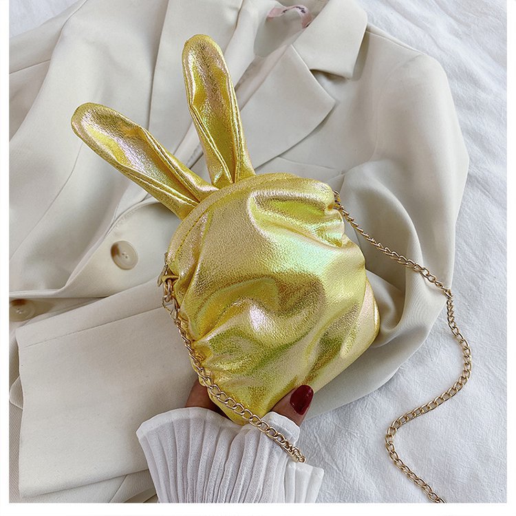 Korean  New Trendy  Cute Cartoon Laser Colorful Girl Cute Funny Rabbit Ears Pu Chain Small Shoulder Bag Mobile Phone Bag Nihaojewelry Wholesale display picture 60