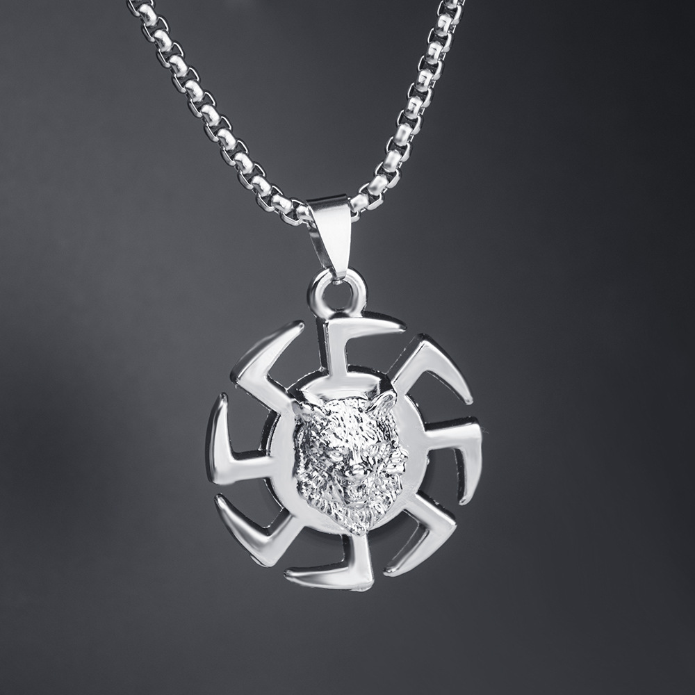 Collier pendentif lion pour homme en acier inoxydable_voghion.com