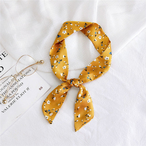 Long small floating scarf with scarf for women in spring, autumn and summer, strap to tie bag handle, silk scarf to tie handbag decoration