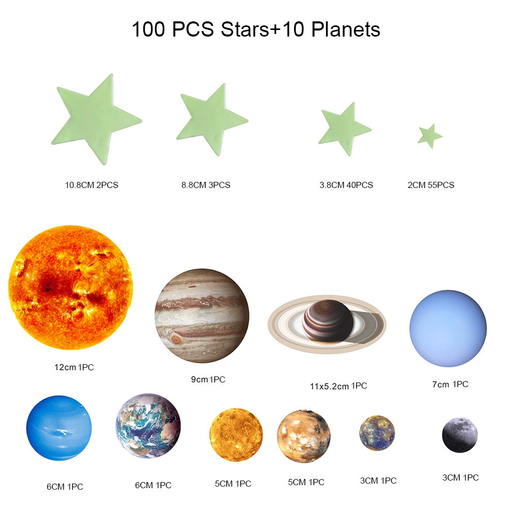 (Cross-border trading), planetary moon solar-powered, children's sticker, Amazon, set